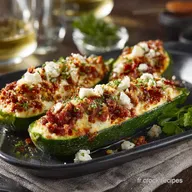 Courgettes farcies au chorizo ch&egrave;vre et parmesan Recette cr&eacute;meuse et piquante