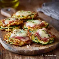 Galettes courgettes jambon et mozzarella croustillantes &agrave; c&oelig;ur