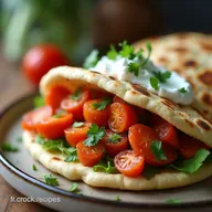 Recette Pita Maison Moelleux aux L&eacute;gumes R&ocirc;tis et Tzatziki