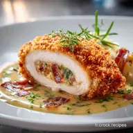 Poulet Cordon Bleu Classique au Four Croustillant et Sauce Moutard&eacute;e