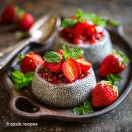 Pudding de Chia FraiseMenthe Le Petit D&eacute;jeuner Healthy Recette Sans Cuisson