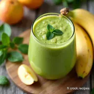Recette Smoothie Pomme Banane &Eacute;pinards Vert Vif et Cr&eacute;meux