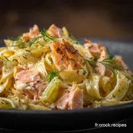 Tagliatelles aux Poireaux et au Saumon Cr&eacute;meuses Recette Facile
