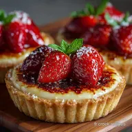 Tartelettes aux fraises et cr&egrave;me br&ucirc;l&eacute;e Cr&egrave;me Vanill&eacute;e et P&acirc;te Sucr&eacute;e