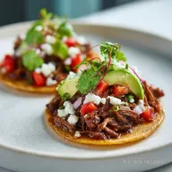 Tostadas d'Agneau Brais&eacute; : Recette pour 6 Personnes