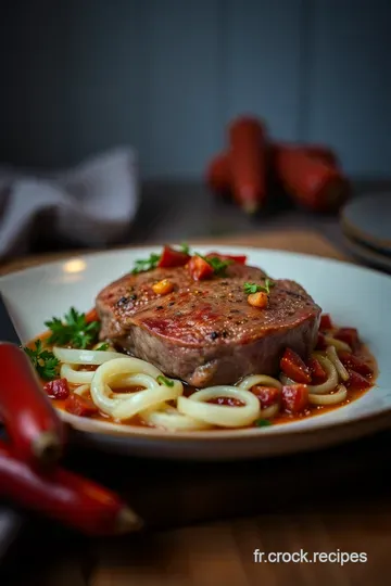 Filet Mignon au Chorizo et sa Sauce au Vin Rouge presentation