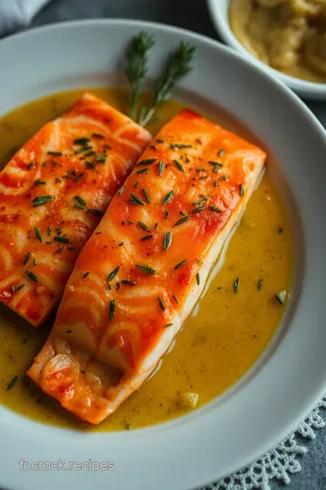 Filets de Saumon à la Moutarde et Herbes presentation