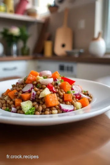 Salade de lentilles beluga aux légumes croquants et vinaigrette balsamique steps