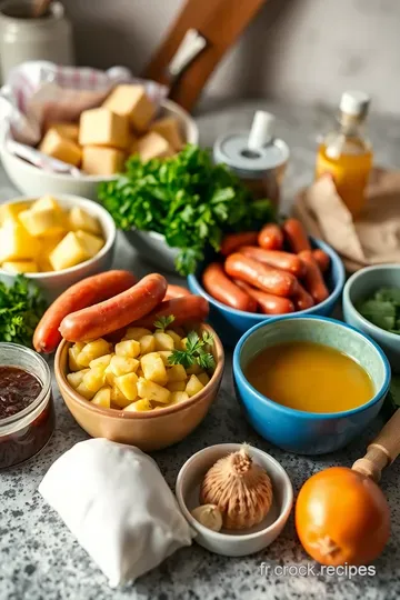 Saucisse Fumée à la Moutarde et Pommes de Terre Sautées ingredients