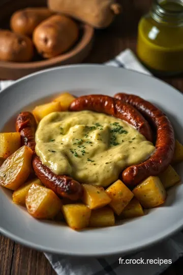 Saucisse Fumée à la Moutarde et Pommes de Terre Sautées presentation
