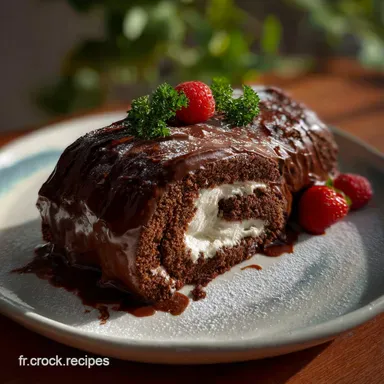Recette de B&ucirc;che Roul&eacute;e au Chocolat Noir : Ganache Soyeuse Fiche recette
