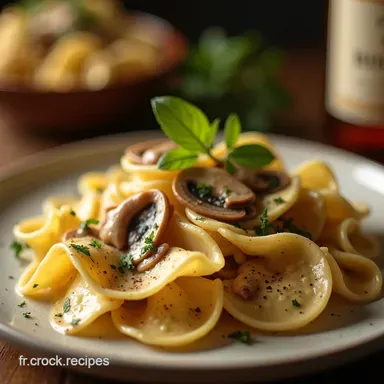 Farfalle aux Champignons Cr&egrave;me Vin Ma Recette Bistrot Facile Fiche recette