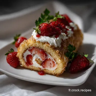 G&acirc;teau Roul&eacute; L&eacute;ger aux Fraises Plat : La Recette Facile Fiche recette