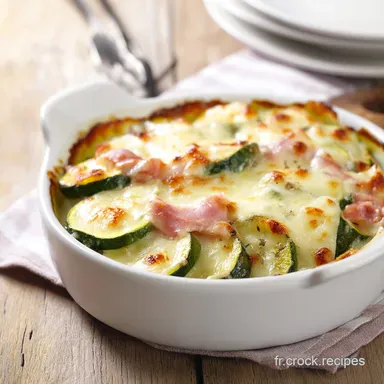 Gratin L&eacute;ger Courgette Jambon et Mozzarella : Recette Familiale Facile Fiche recette