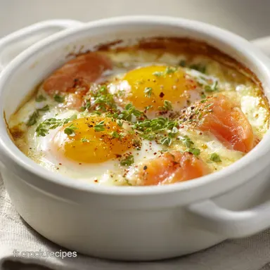 Oeuf Cocotte au Saumon et au Boursin Recette facile et ultracr&eacute;meuse Fiche recette