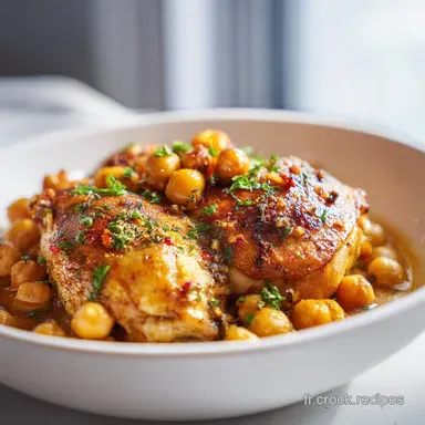 Poulet &agrave; l'espagnole aux pois chiches et &eacute;pices douces en 45 min