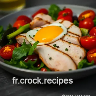 Ma Salade de Poulet Grill&eacute; Express: Oeufs Mollets & L&eacute;gumes! Fiche recette