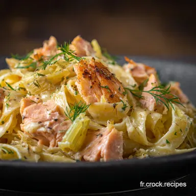Tagliatelles aux Poireaux et au Saumon Cr&eacute;meuses Recette Facile