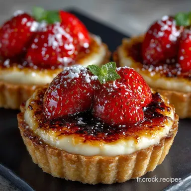 Tartelettes aux fraises et cr&egrave;me br&ucirc;l&eacute;e Cr&egrave;me Vanill&eacute;e et P&acirc;te Sucr&eacute;e Fiche recette