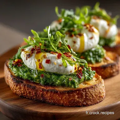 Tartines &agrave; la Burrata Recette Facile au Pesto de Roquette Maison 35 Min Fiche recette