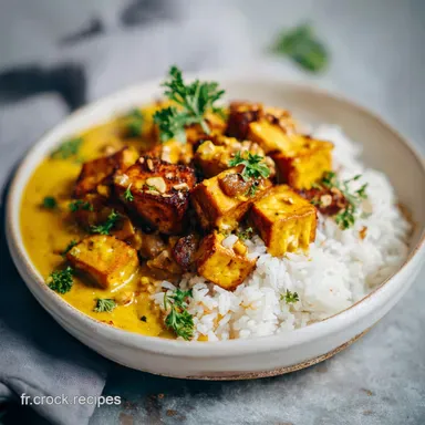 Tofu au Curry : Recette Cr&eacute;meuse au Lait de Coco pour 4 Personnes Fiche recette
