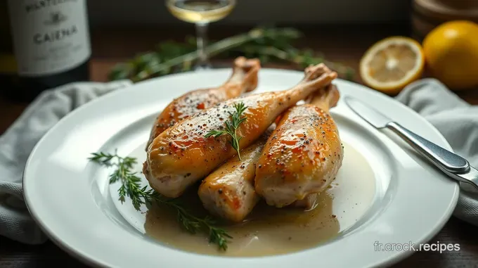 Cuisse de pintade rôtie au vin blanc et aux herbes
