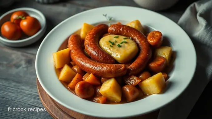 Saucisse Fumée à la Moutarde et Pommes de Terre Sautées
