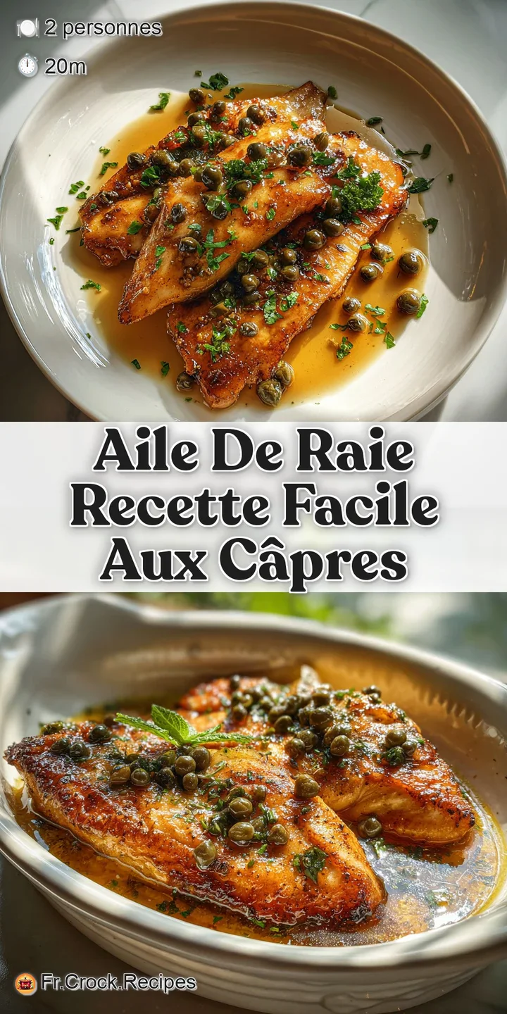 Close-up of pan-fried skate wing, showing flaky texture and rich, buttery sauce. Hints of fresh parsley brighten the dish.