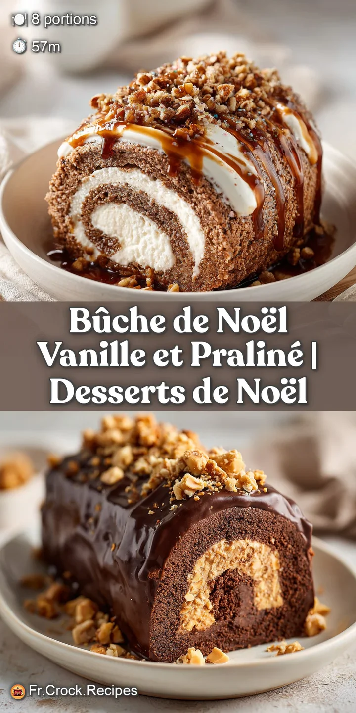 Close-up of a glossy chocolate ganache-covered cake roll, showcasing its rich texture and festive decoration.