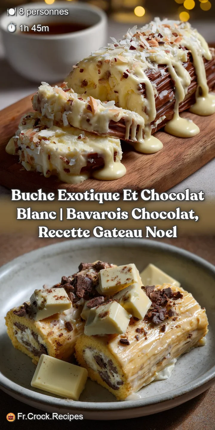 Buche exotique et chocolat blanc | Bavarois Chocolat Recette Gateau Noel