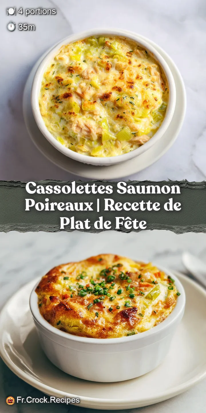 Close-up of tender salmon flakes and bright green leeks swimming in a luscious, velvety cream sauce.