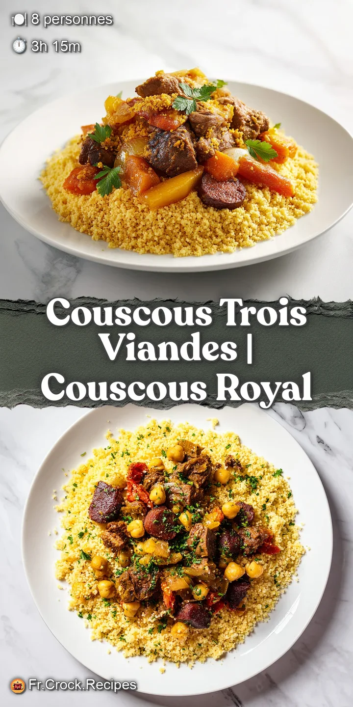 Gros plan sur des morceaux de viande juteuse et des l&eacute;gumes tendres pos&eacute;s sur un lit de grains de semoule vapeur.