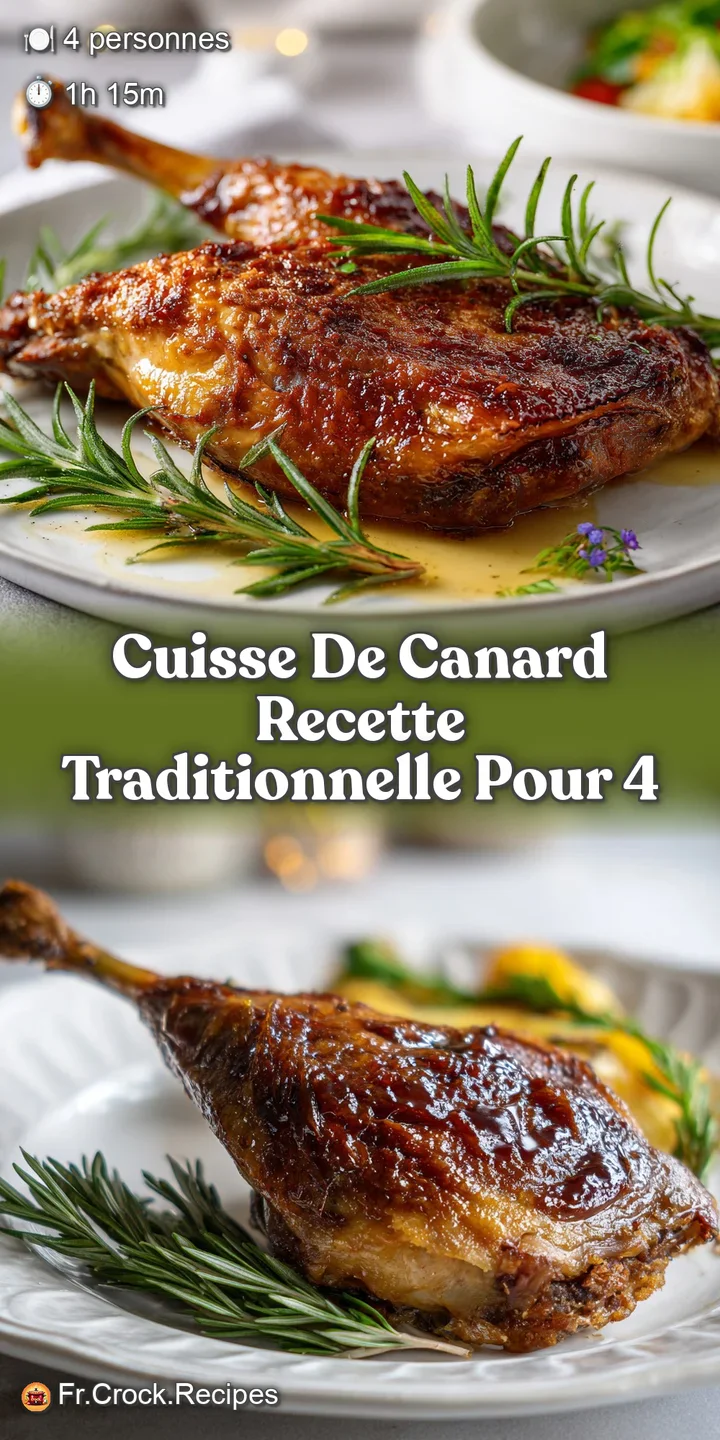 Close-up of crispy, deeply browned duck skin, glistening with rendered fat and herbs, showcasing the rich texture and color.