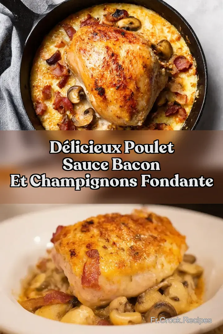 D&eacute;licieux Poulet Sauce Bacon et Champignons Fondante