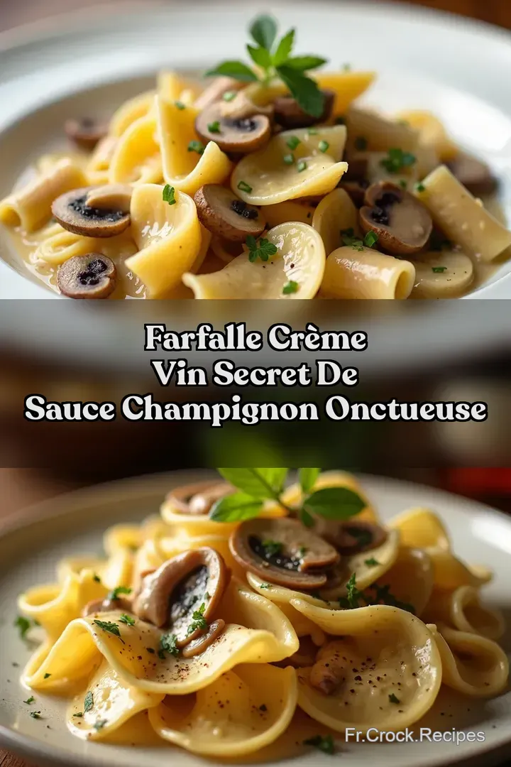 Farfalle Cr&egrave;me Vin Secret de Sauce Champignon Onctueuse