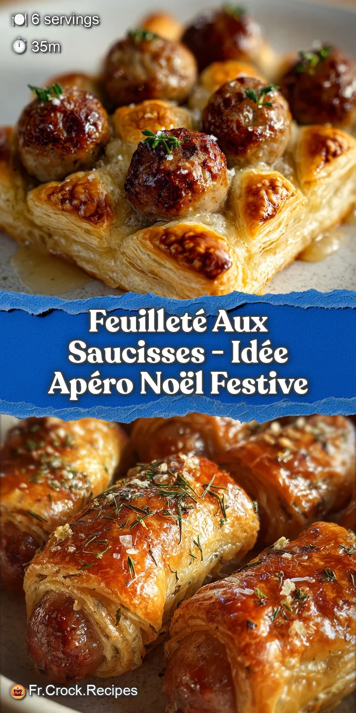 Close-up of flaky, buttery layers of golden pastry, encasing a juicy sausage filling. Hints of herbs peek through for a te...