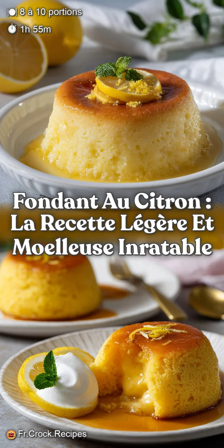 Fondant au Citron : La Recette L&eacute;g&egrave;re et Moelleuse Inratable