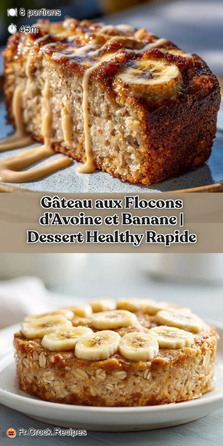 Close-up of a fork breaking into fluffy, golden oatmeal banana cake, revealing soft, moist interior.