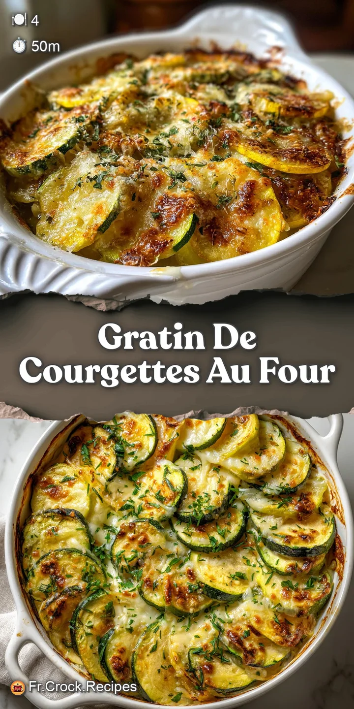 Close-up of a zucchini gratin, melted cheese bubbling. Golden-brown and inviting, with flecks of herbs for visual appeal.