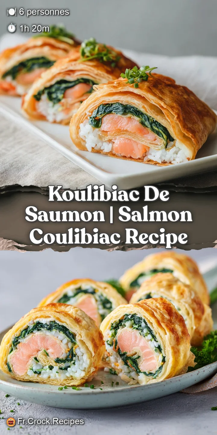 Gros plan sur la p&acirc;te feuillet&eacute;e beurr&eacute;e et les couches tendres de poisson rose et de riz tr&egrave;s onctueux.