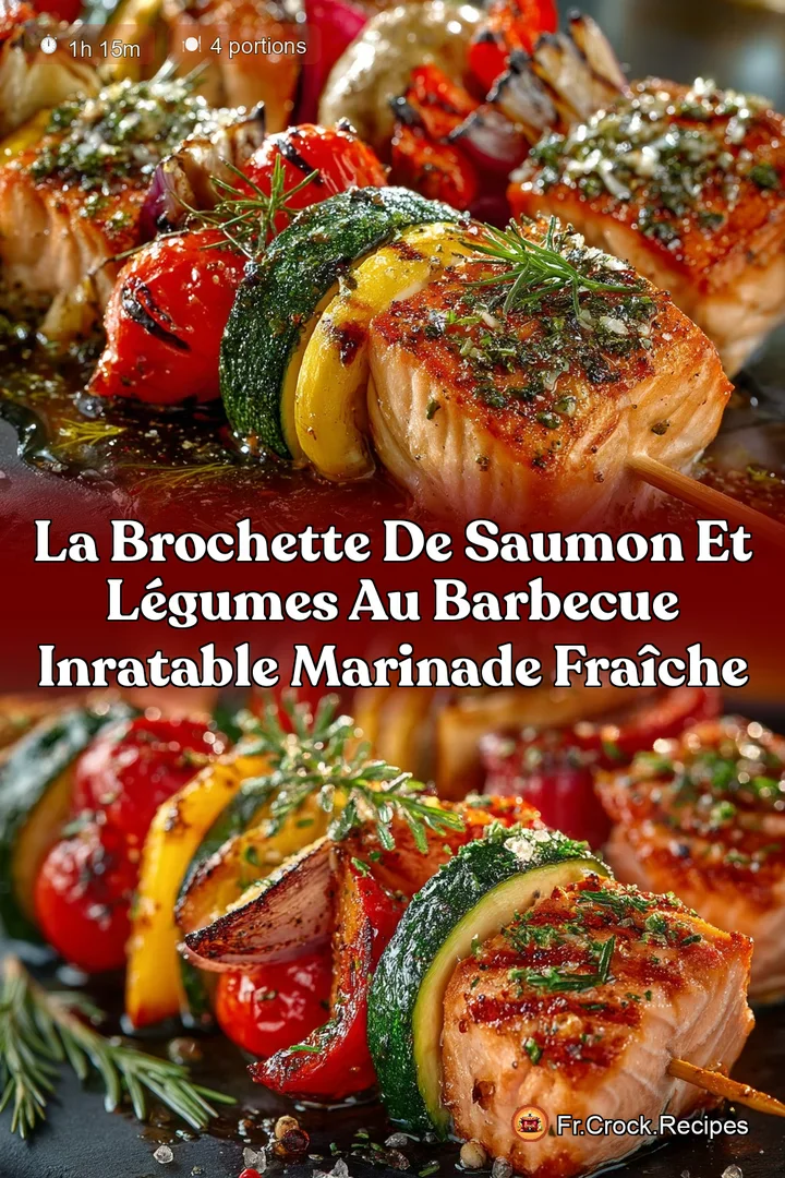 La Brochette de Saumon et L&eacute;gumes au Barbecue Inratable Marinade Fra&icirc;che