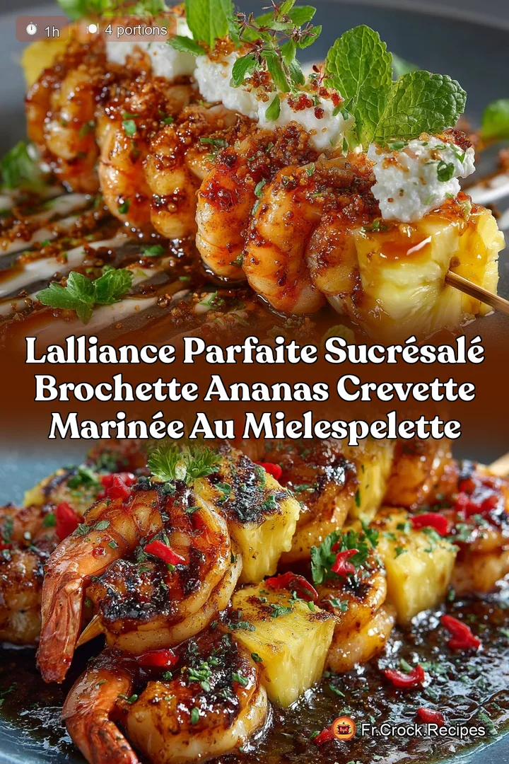 Lalliance parfaite sucr&eacute;sal&eacute; Brochette Ananas Crevette marin&eacute;e au MielEspelette