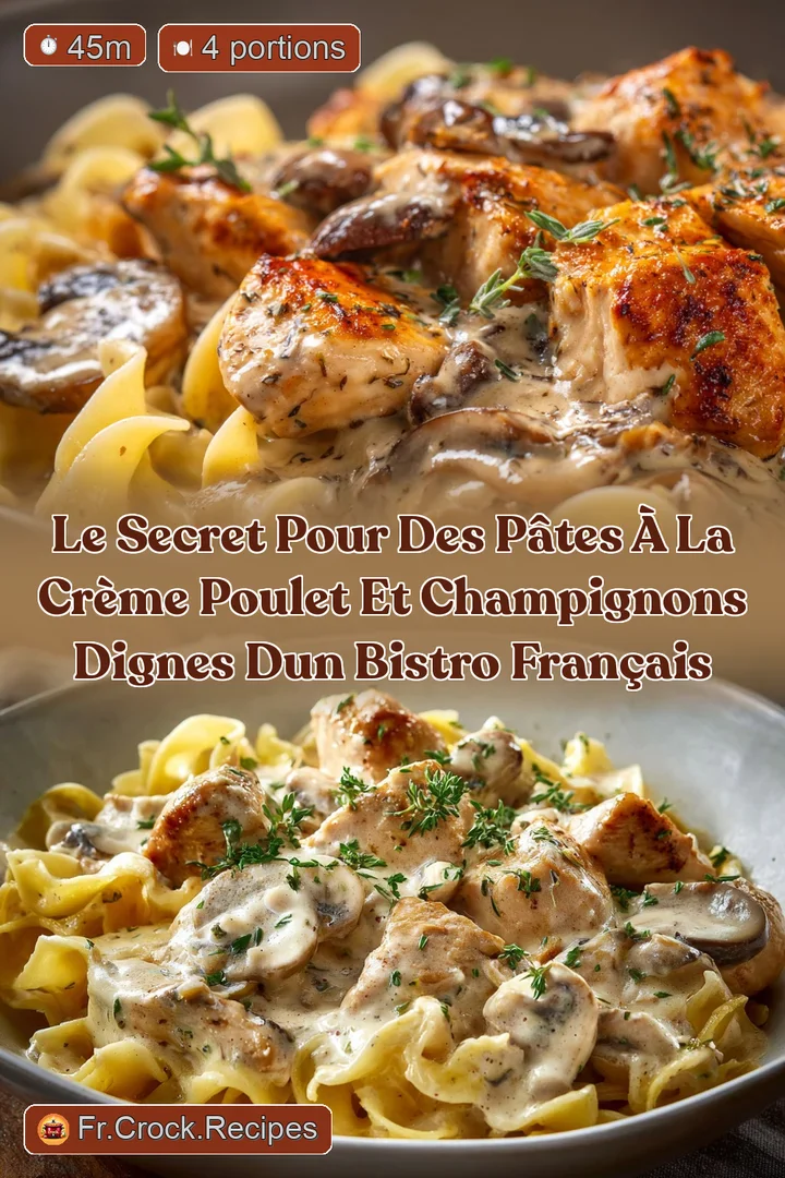 Le secret pour des P&acirc;tes &agrave; la Cr&egrave;me Poulet et Champignons dignes dun bistro fran&ccedil;ais