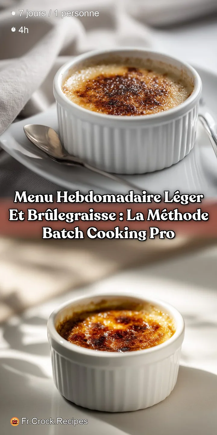 Menu hebdomadaire l&eacute;ger et br&ucirc;legraisse : La m&eacute;thode batch cooking pro