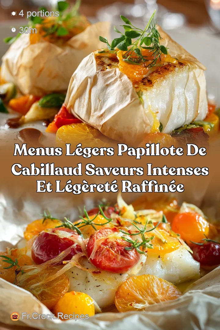 Menus L&eacute;gers Papillote de Cabillaud Saveurs intenses et l&eacute;g&egrave;ret&eacute; raffin&eacute;e