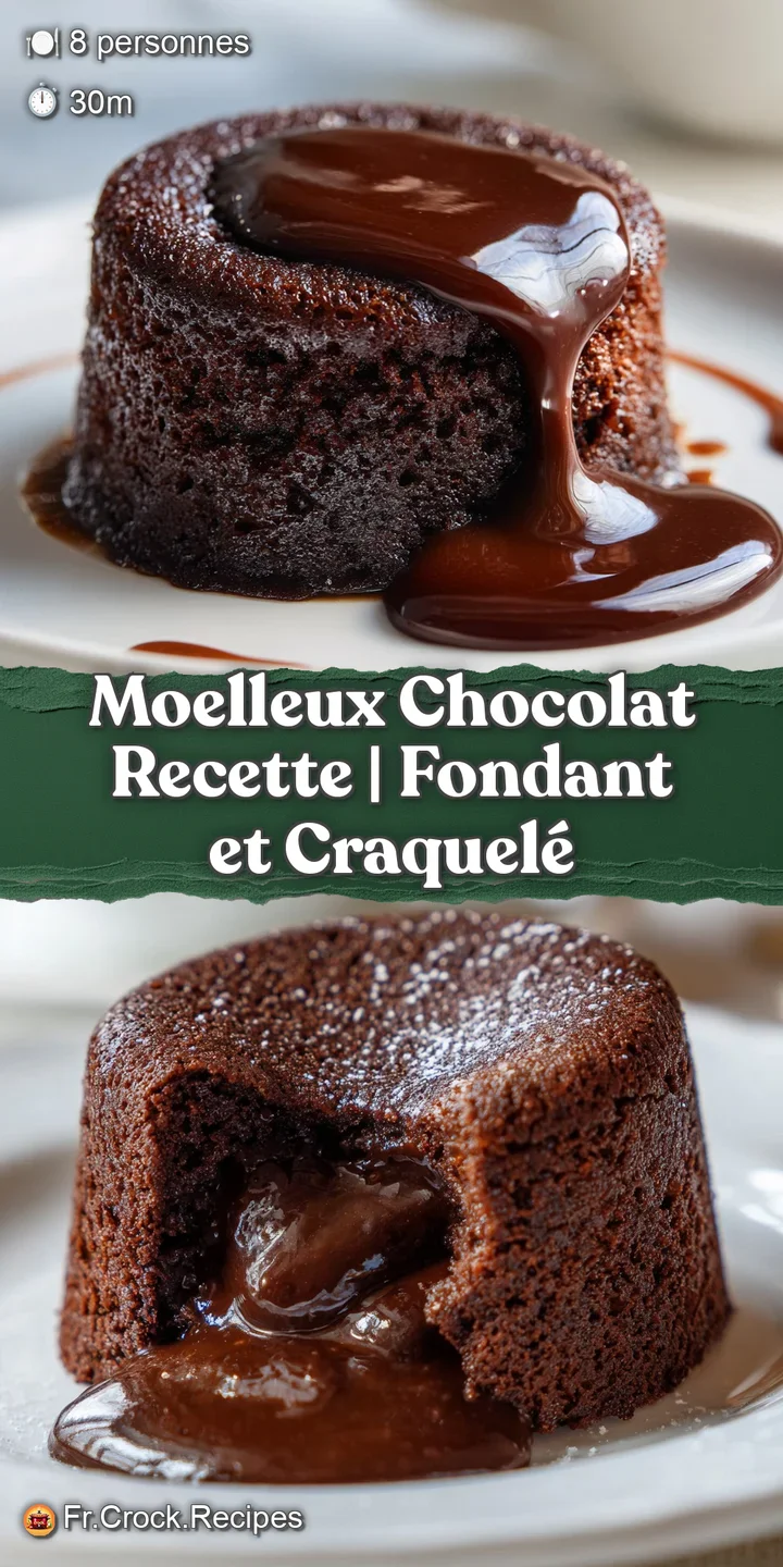 Close-up of a warm, gooey chocolate cake oozing molten chocolate. A decadent dessert with rich, dark color and soft texture.