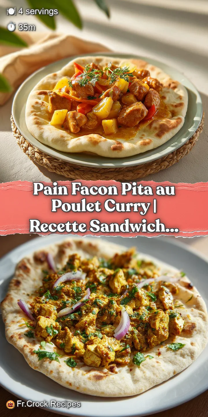 Close-up of fluffy, grilled pita bread revealing a rich, creamy curry chicken filling with visible spices.