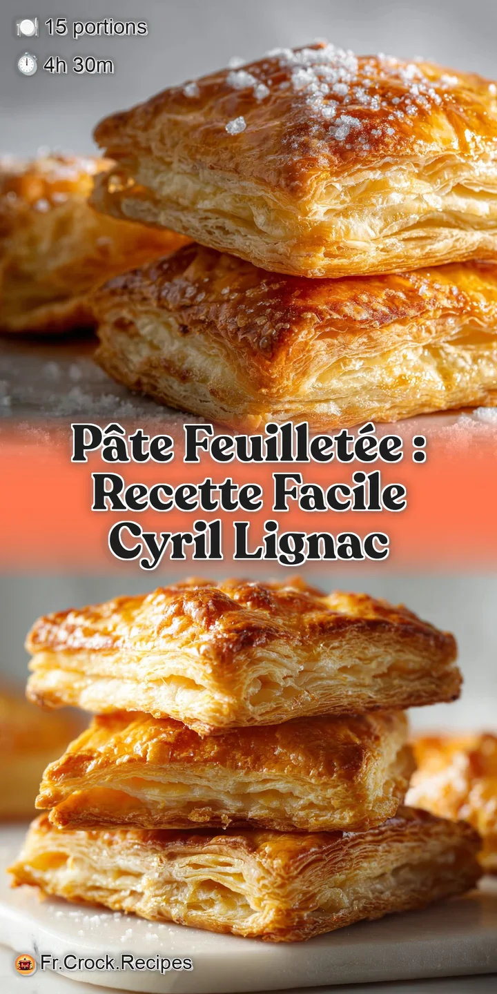 Close-up of crisp, golden-brown puff pastry; irresistible flaky texture. Butter glistens on the surface, promising a rich,...