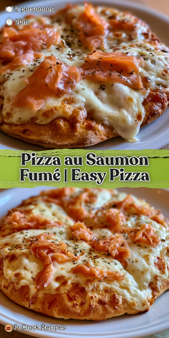 Gros plan sur le saumon fum&eacute; fondant et le fromage filant sur une cro&ucirc;te croustillante, parsem&eacute;e d'herbes fra&icirc;ches.