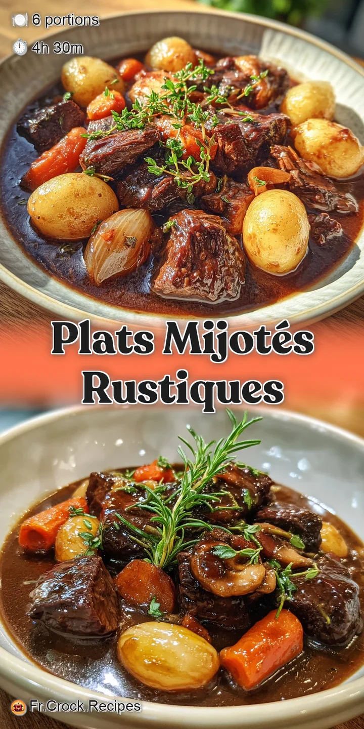 Close-up showcasing the depth of a slow-cooked stew with tender chunks and glistening broth. A hearty, flavorful comfort d...